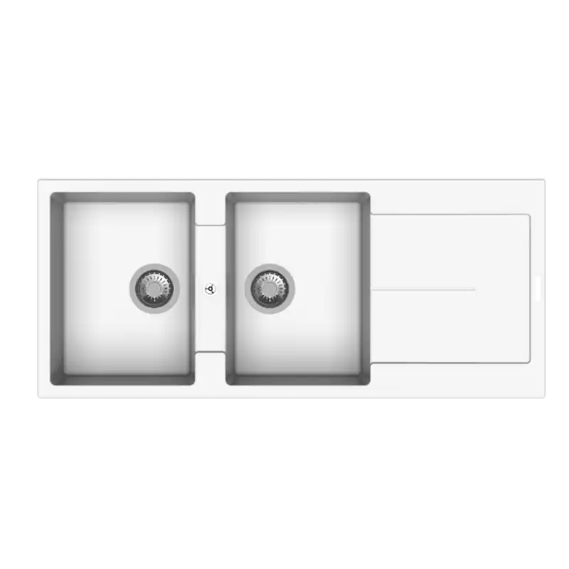 Novità Enigma D200 lavello 2 vasche e gocciolatoio bianco moderno cucina