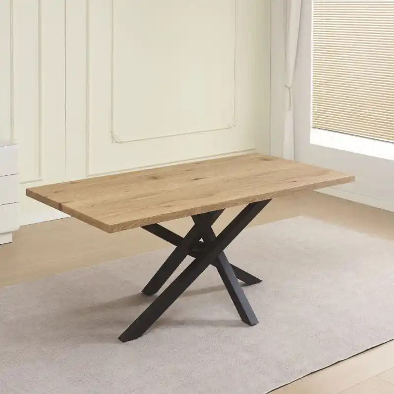 Alta Qualità Tavolo fisso Ronan piano in rovere gambe metallo nere moderno