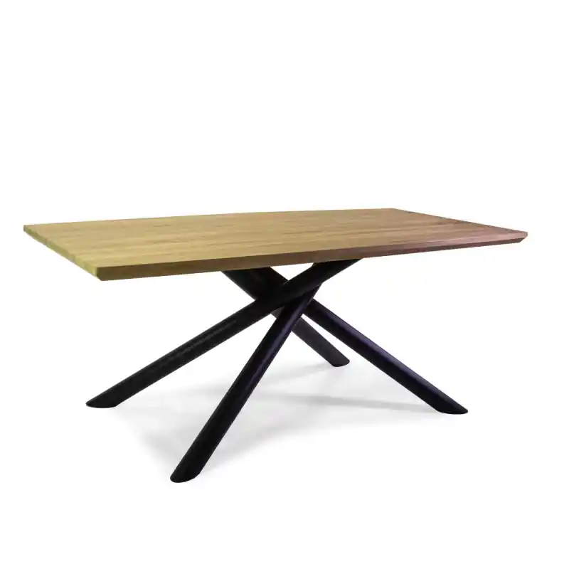 Tavolo metallo Canberra top legno nero 180x90h75 cm moderno Soddisfatti O Rimborsati