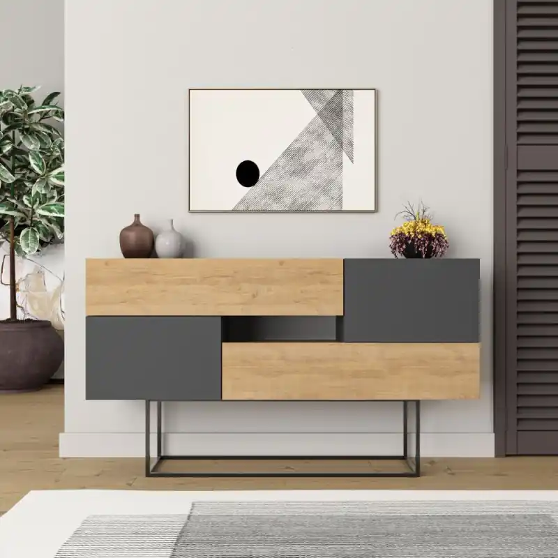 Promozione Esclusiva Madia Eros rovere e antracite moderna 2 cassetti 2 ante