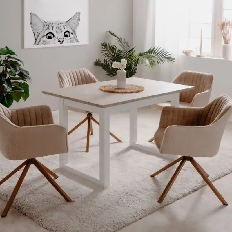 Tavolo allungabile Houston 80B bianco sabbia 120x75x80 cm moderno Spedito Oggi