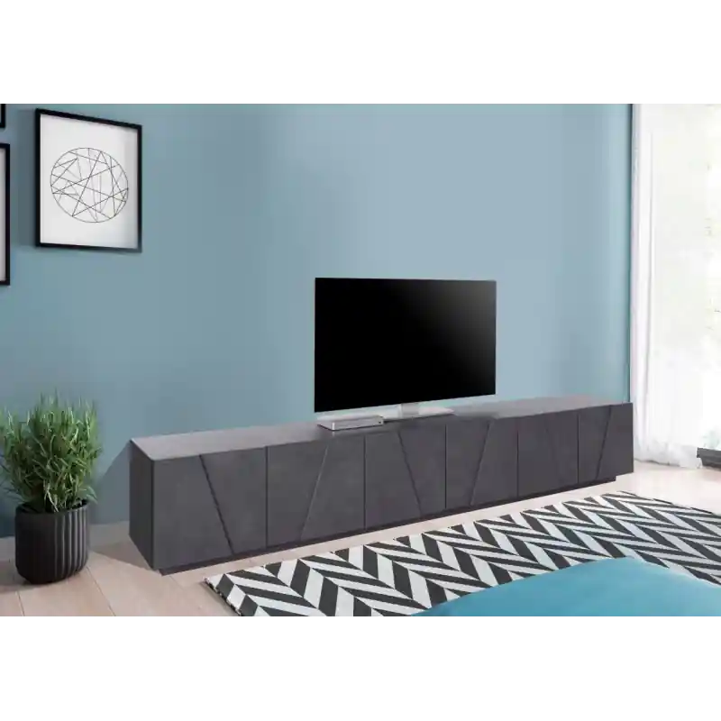 Mobile porta TV Ping 240cm 6 ante ardesia moderno e capiente Migliore Qualità