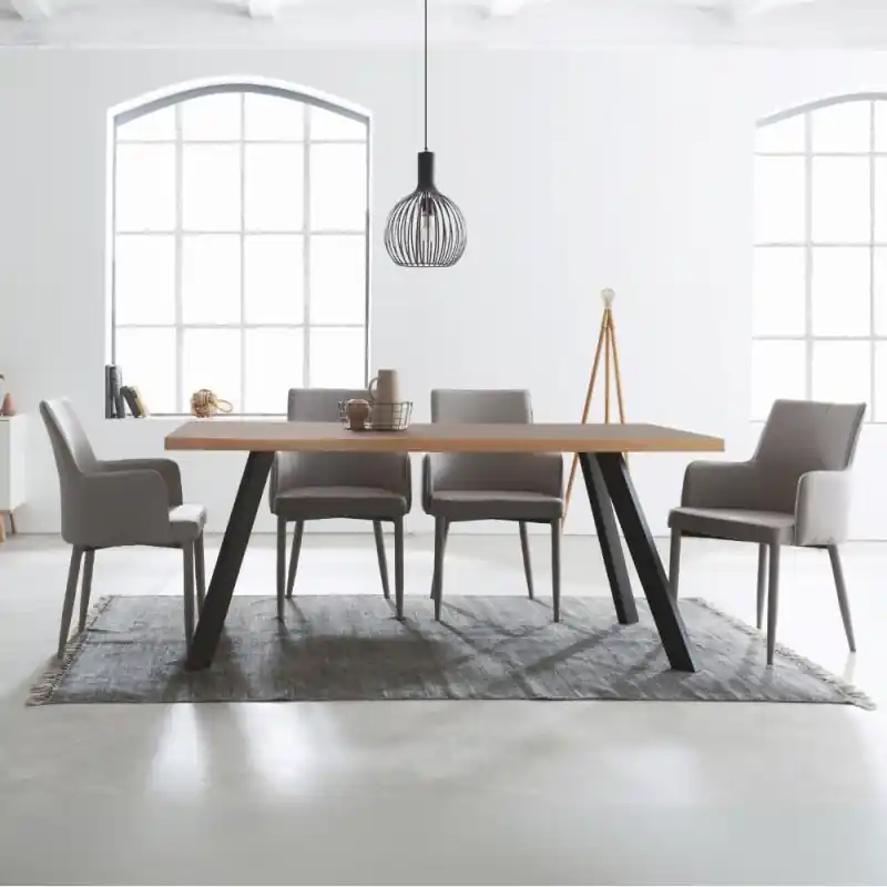 Più Venduto Tavolo fisso Marburg 160x80 cacao bordo legno acciaio antracite