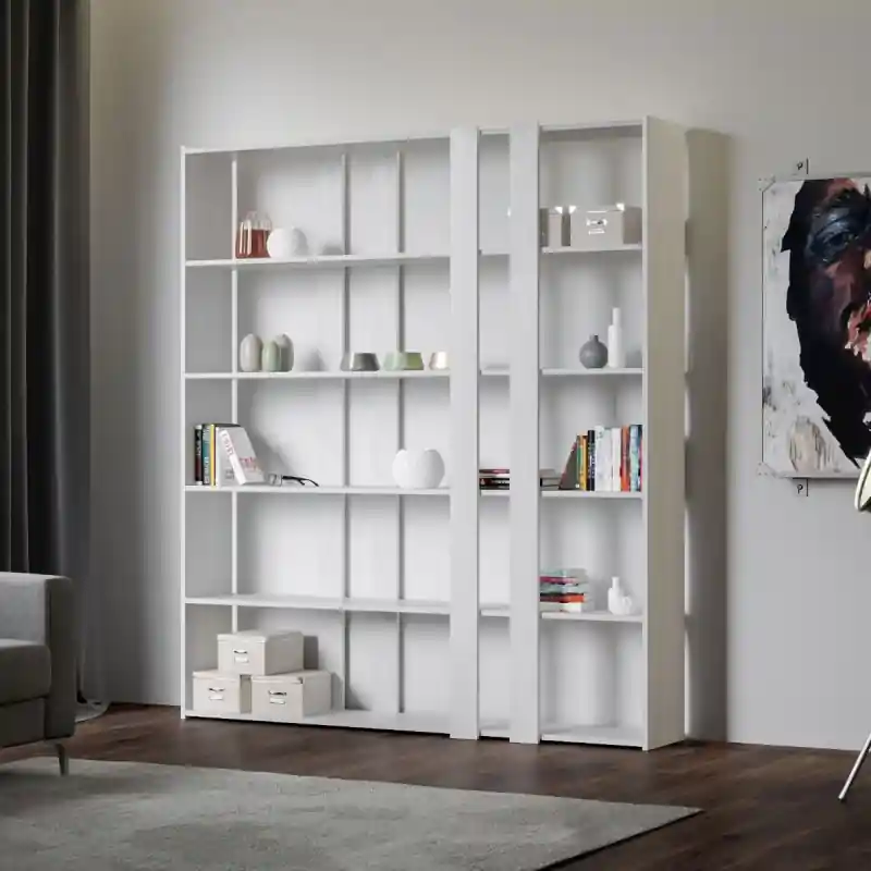 Composizione libreria Kato 6R 2 fianchi 4 fasce – Moderna e modulare Colori Itamoby Bianco Frassino Originale