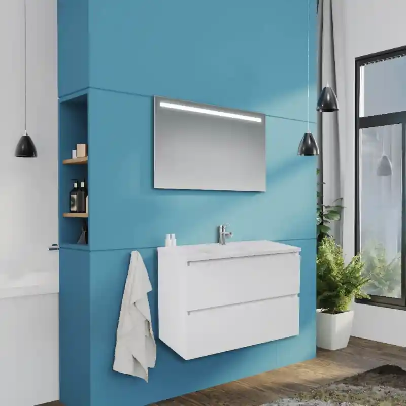 Mobile bagno sospeso Carezza bianco lucido 80x46x54 moderno Ordine In Blocco