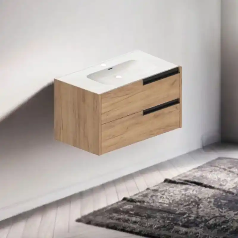 Garanzia Inclusa Mobile bagno sospeso Modular rovere miele 80x45x50 cm 2 cassettoni