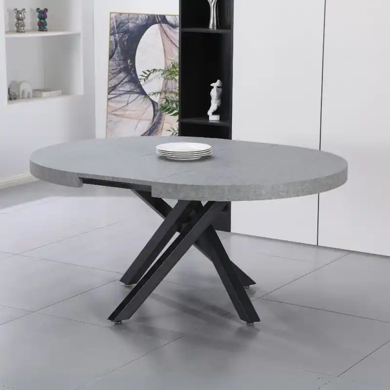 Tavolo allungabile Raven cemento gambe metallo nero moderno Consegna Rapida
