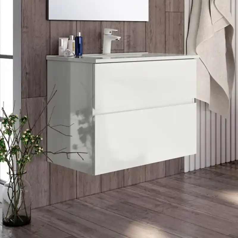 Mobile bagno sospeso Londres 70x45x59 cm bianco laccato moderno Spedizione Gratuita