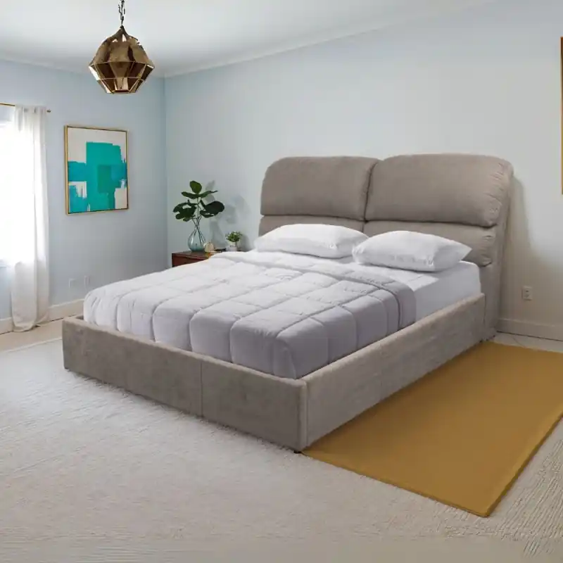 Letto matrimoniale Sofaback contenitore tessuto taupe Alta Qualità