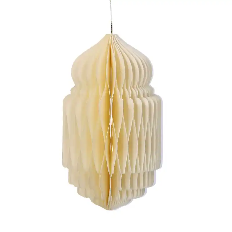 Set di 6 Sfere Carta a Nido d'Ape Avorio Ø8,5x15 cm Natale Bestseller