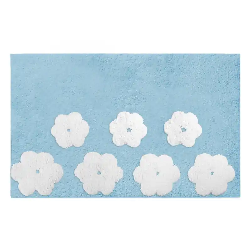Esclusivo Tappetino bagno 100% cotone Fiori acqua antiscivolo 50x80