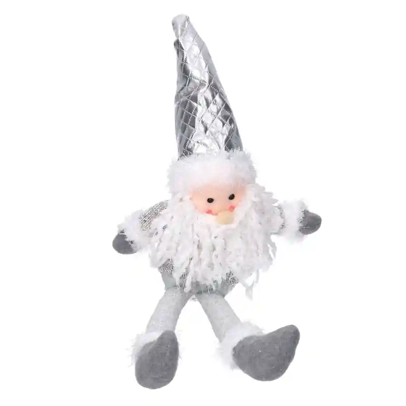 Babbo Natale tessuto bianco grigio 29x10h45 cm decorazione elegante Di Marca