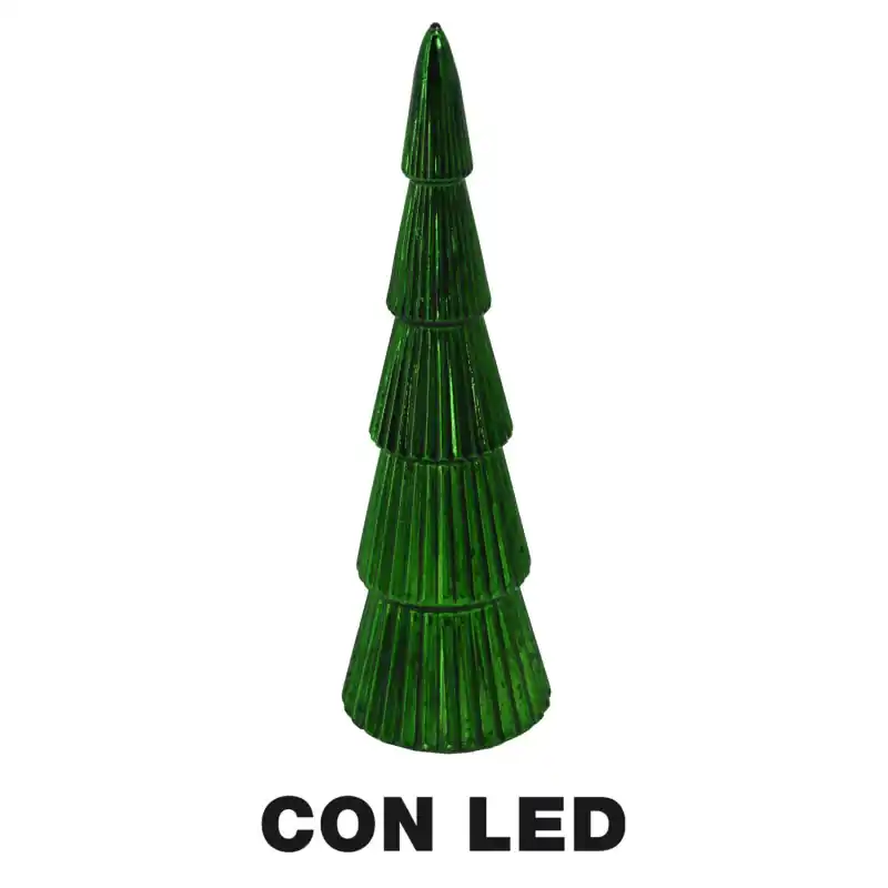 Non Perdere Albero vetro LED verde Ø8xH27 cm decorazione luminosa elegante