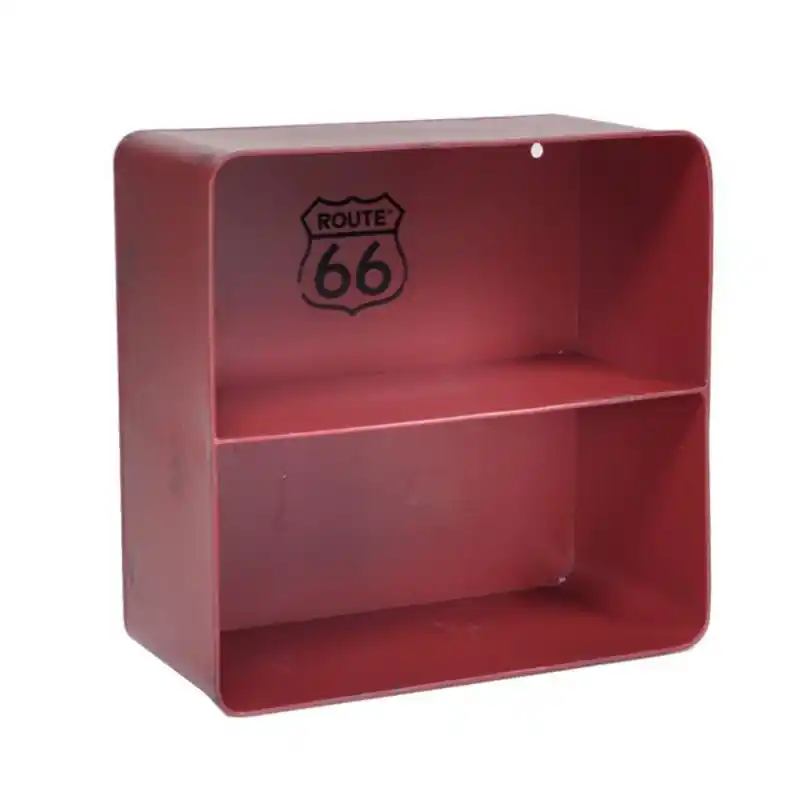 Quantità Limitata Mensola metallo Bristol rossa 2 piani quadrata 29,5x15xH30 cm