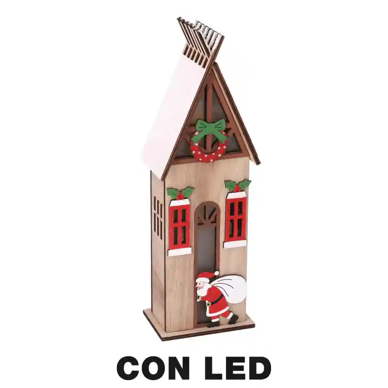 Compra Online Casetta legno LED naturale 9x6,5x29,5 cm decorazione luminosa