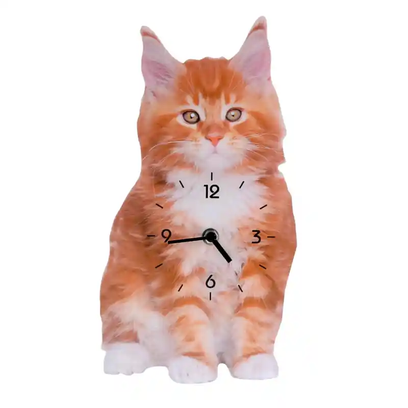 Orologio legno gatto arancione 30x16x3 cm da parete creativo Fatto A Mano