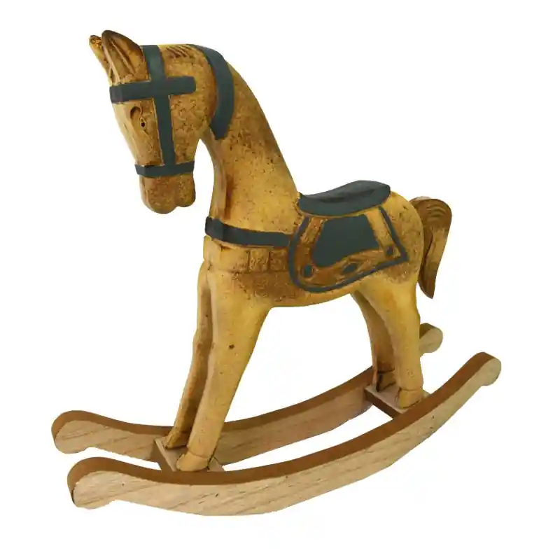 Prezzo Basso Cavallo a dondolo legno verde acqua marrone 26,5x6,5x22 cm