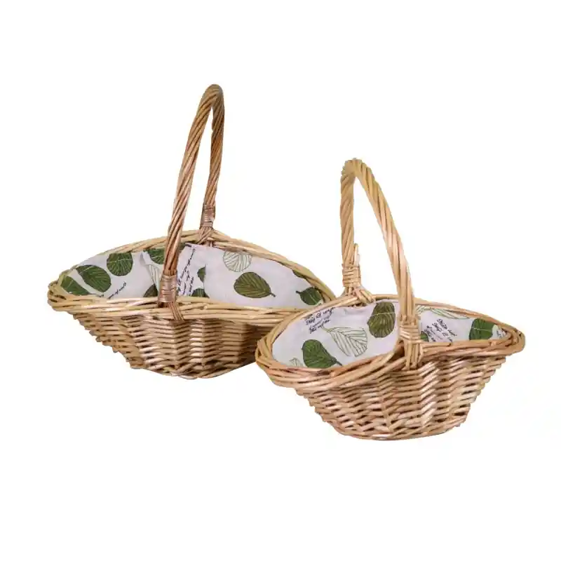 Cesto vimini 1/2 con fodera naturale ovale 28x21,5x24 cm Consegna Rapida
