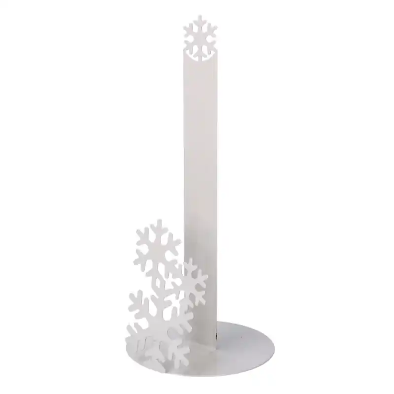 Moderno Portascottex metallo fiocco neve bianco tondo Ø15h33 cm elegante