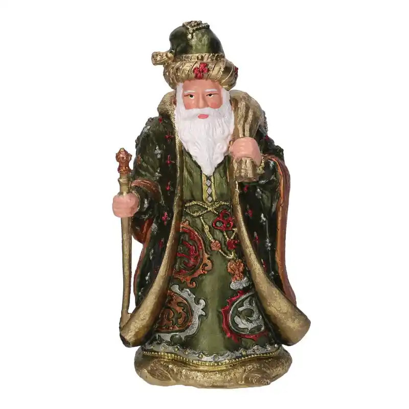 Babbo Natale resina verde oliva 12x10x20 cm - Decorazione natalizia Spedizione Espresso