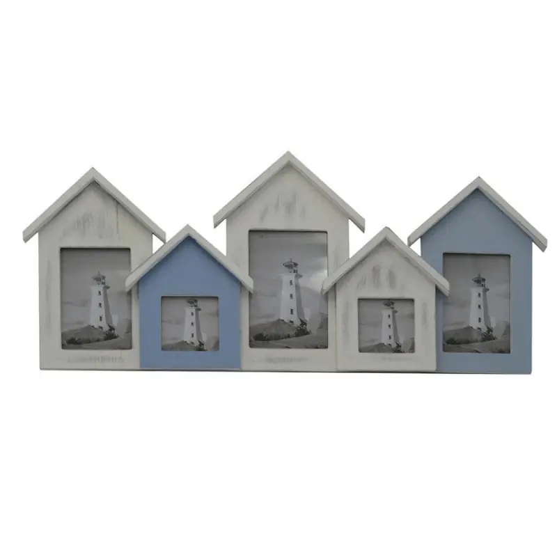 Offerta Del Giorno Portafoto Mare legno cabine multiplo 5 posti 60x35x26 cm - Cornice marittima