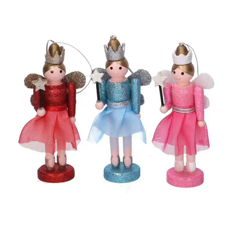 Offerta Del Giorno Set 3 Fatine Legno 20x4x13,5 cm Decorazione Casa e Natale