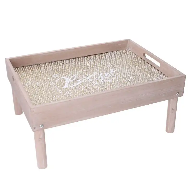 Vassoio Tavolino Legno Naturale 40x30x6/18 cm – Versatilità e stile Garanzia Inclusa
