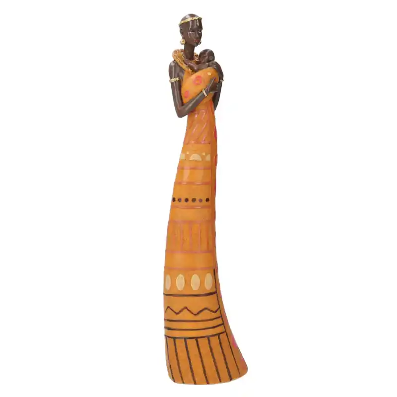 Reso Gratuito Statua ceramica donna Africa 9,5x6x38,5 cm decorazione etnica