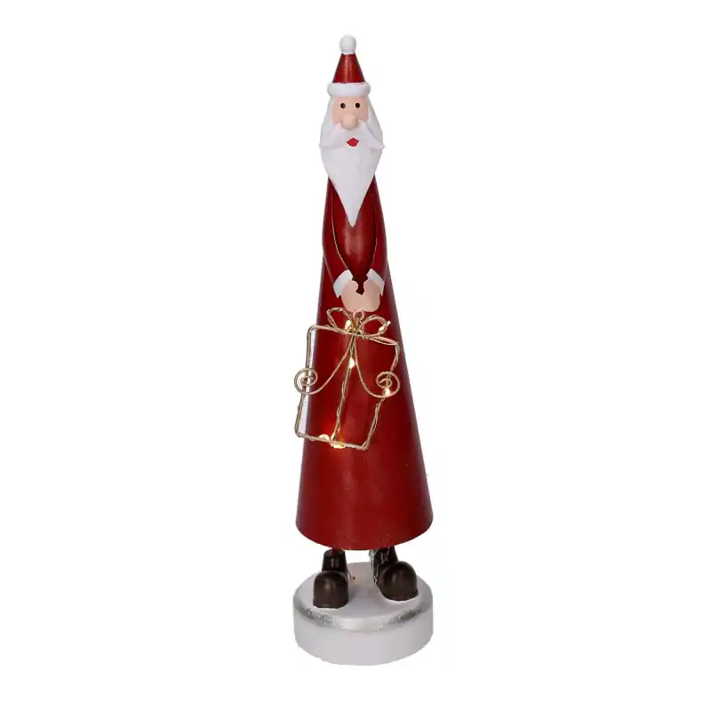 Babbo Natale metallo rosso con LED 7,5x7,5x31,5 cm decorazione Offerta