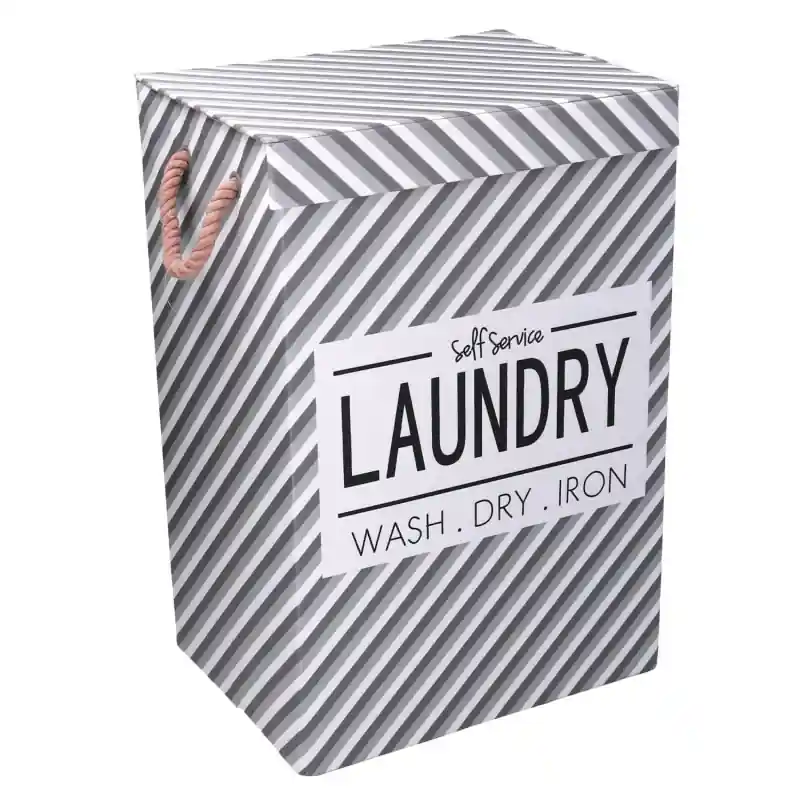 Cestone tessuto Laundry grigio 40x30x60 cm con coperchio Popolare
