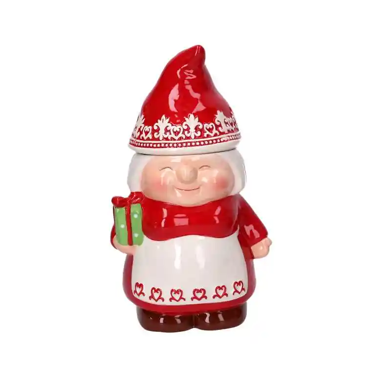 Autentico Barattolo ceramica gnoma rosso 16x13h27 - Decorazione e praticità