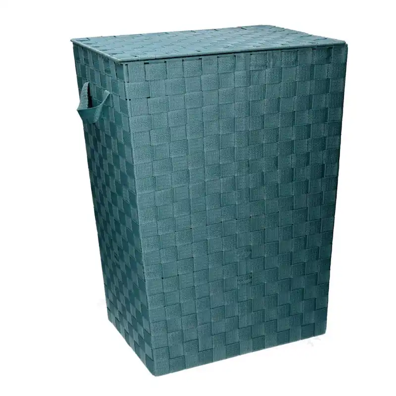 Spedizione Mondiale Cestone poliestere verde acqua rettangolare 40x30x53cm capiente