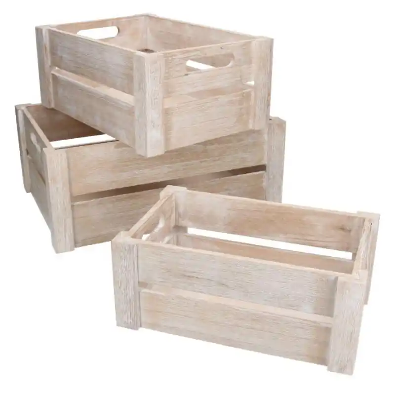 Cassetto legno naturale sbiancato 39x28x16 cm rettangolare Must-Have