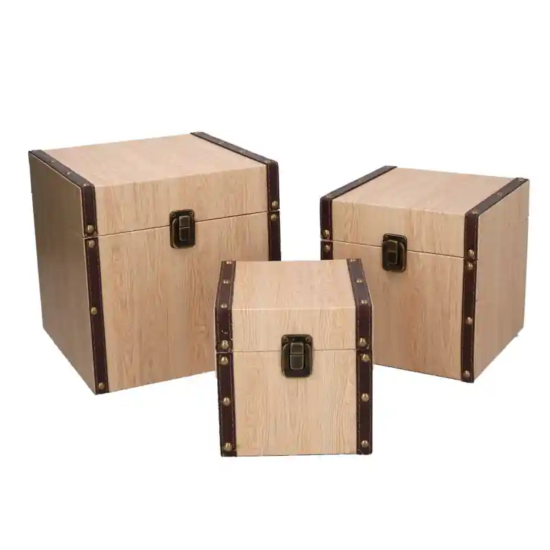 Più Venduto Scatola ecopelle effetto legno quadro 22x22x22 cm arredo casa
