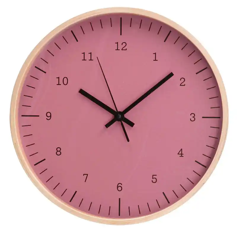 Spedizione Espresso Orologio legno rosa tondo Ø31,5 cm design moderno parete