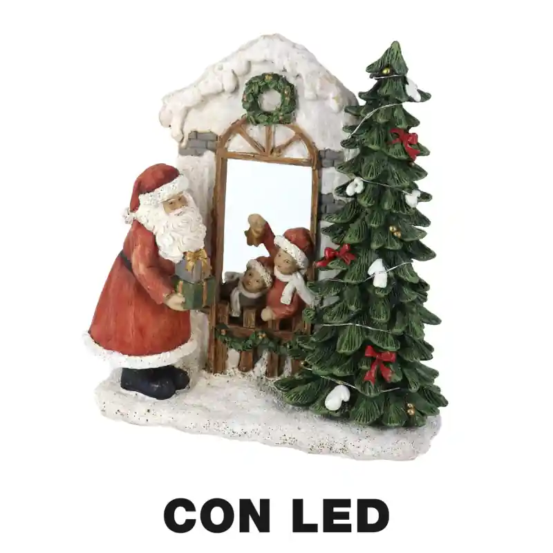 Statua resina Babbo Natale con LED rosso 22x9,5x22,5cm luminosa Spedito Oggi