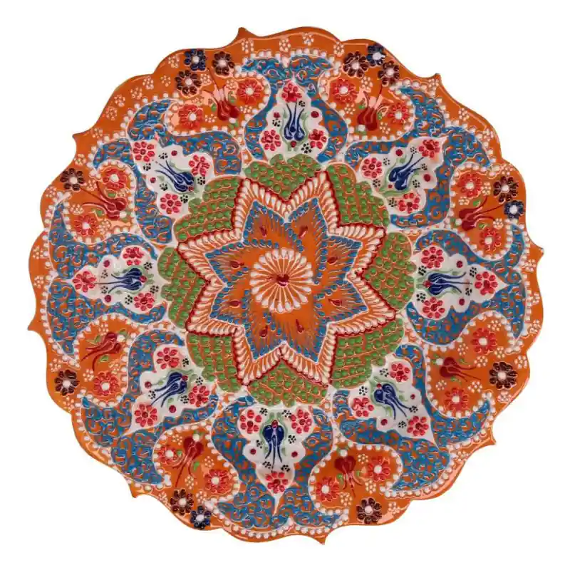 Piatto decorativo ceramica arancione Ø30 cm design moderno Vendita Finale