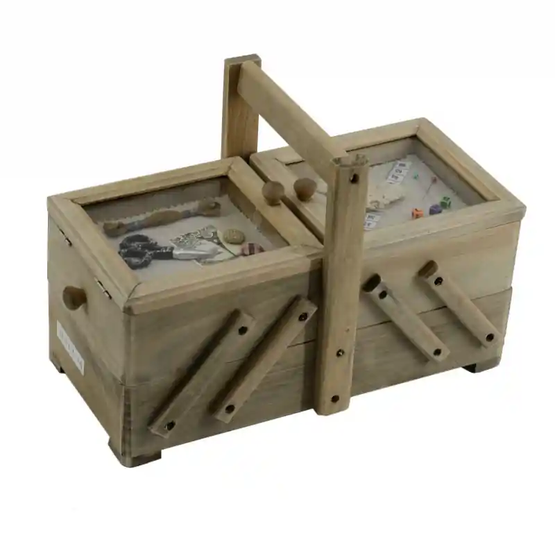 Portalavoro legno Rosina 2 cassetti 33x16xH22 cm pratico e elegante Artigianale
