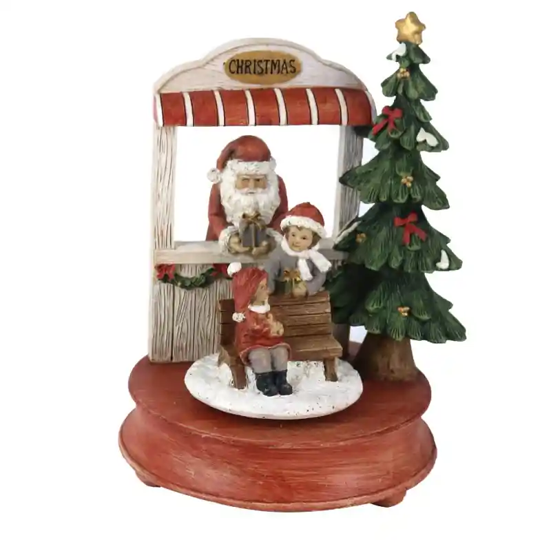 Carillon resina Babbo Natale musica rosso 17x16x23,5 cm Super Prezzo