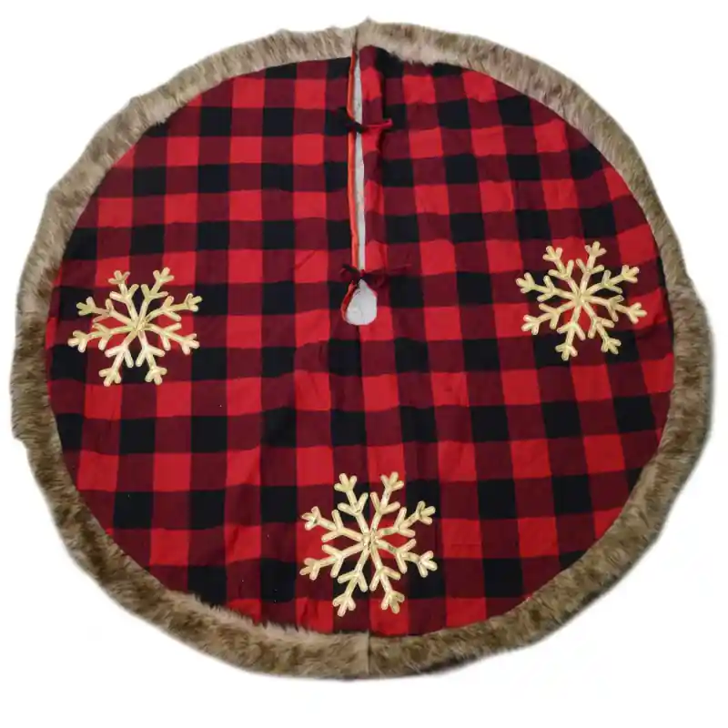 Solo Oggi Copribase albero tessuto fiocchi tartan rosso Ø120 cm elegante