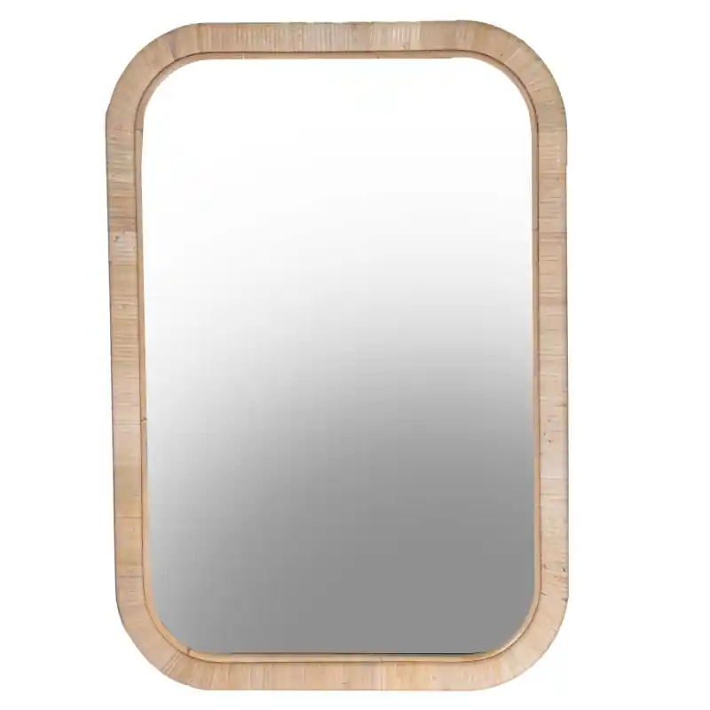 Promozione Specchio rattan fasciato naturale rettangolare 50x2x70 cm