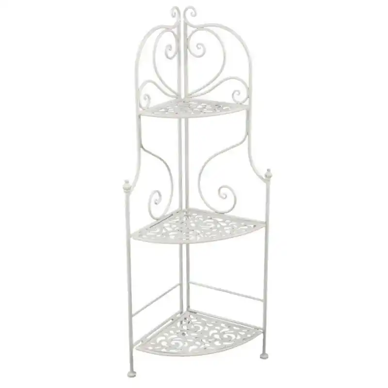 Promo Stagionale Scaffale metallo Jessica bianco brush 3 piani angolo 48x33x120