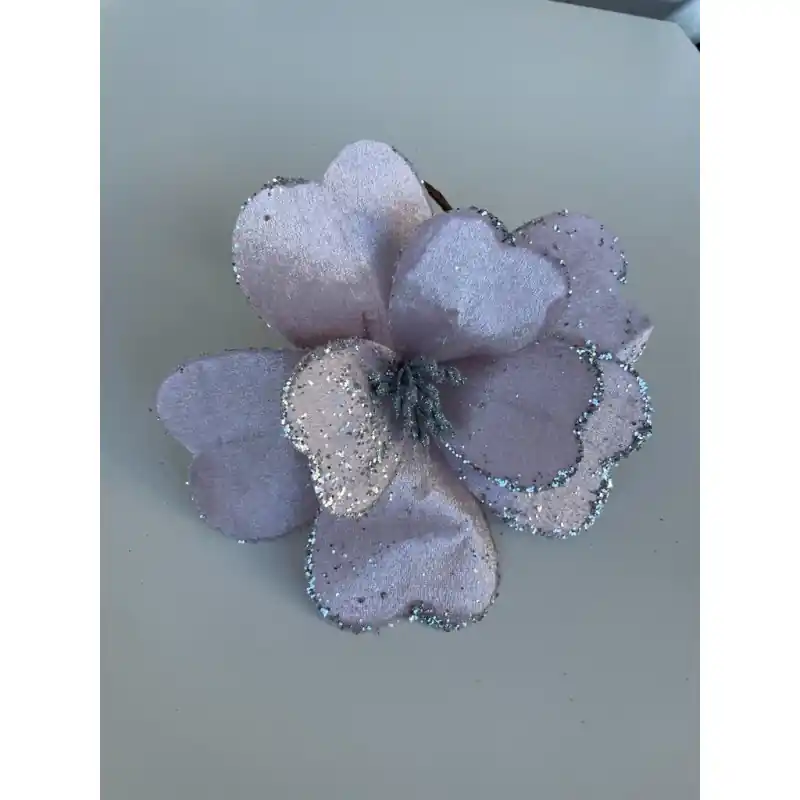 Fatto A Mano Fiore Heart con Glitter Rosa 48cm Decorazione Natalizia