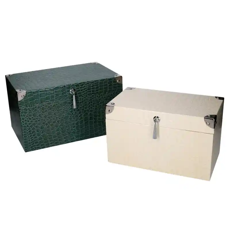 Scatola legno rivestita ecopelle cm 35x22h20 elegante casa Ordine In Blocco