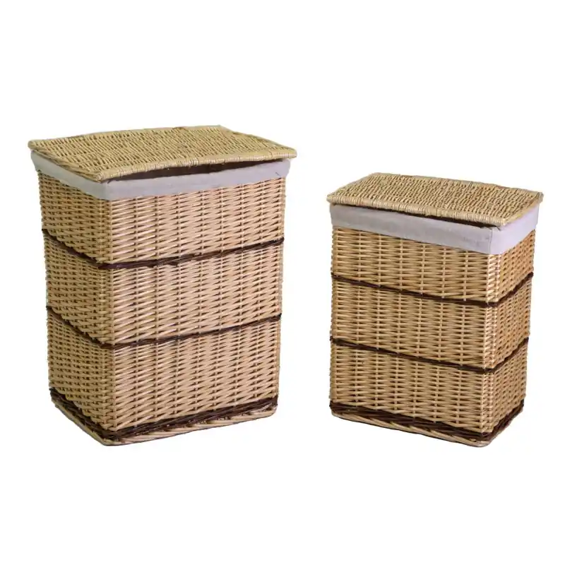 Cestone vimini naturale rettangolare 44x33xH56 cm con fodera Miglior Prezzo