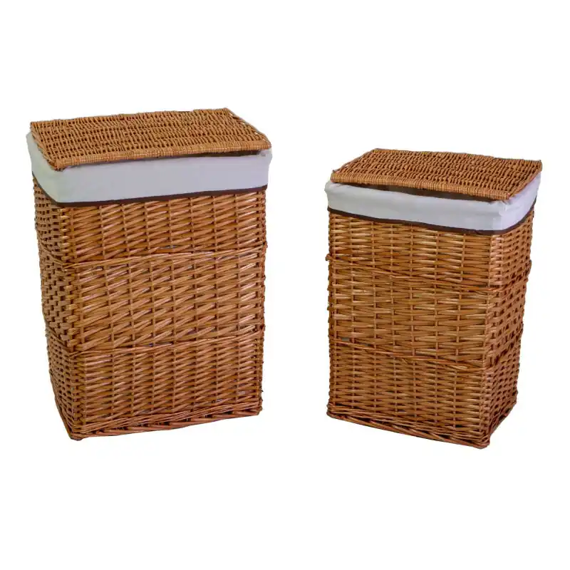 Spedizione Gratuita Cestone vimini naturale rettangolare 44x35xH55 cm con fodera