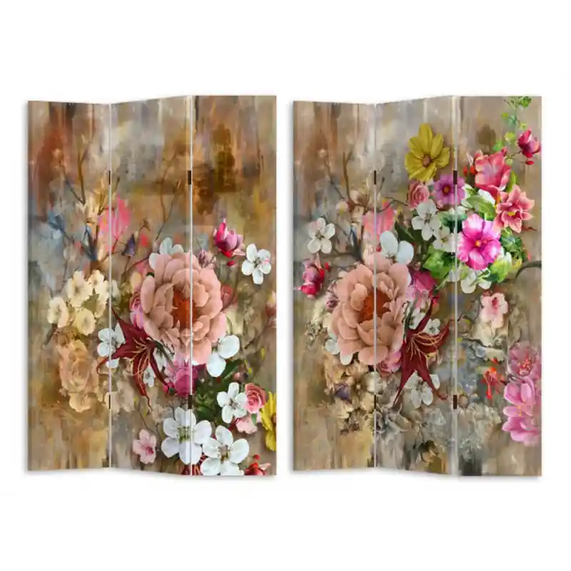 Paravento stampa 3 ante fiori rosa 120x180 cm casa Artigianale