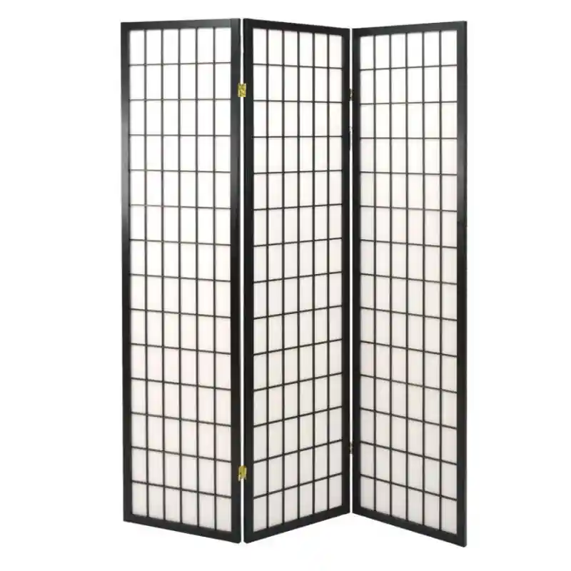 Ultime Pezzi Paravento carta di riso 3 ante nero 45x180 cm separè elegante