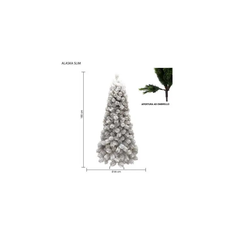 Di Marca Albero Alaska Slim 108 cm in PVC Needle compatto e realistico