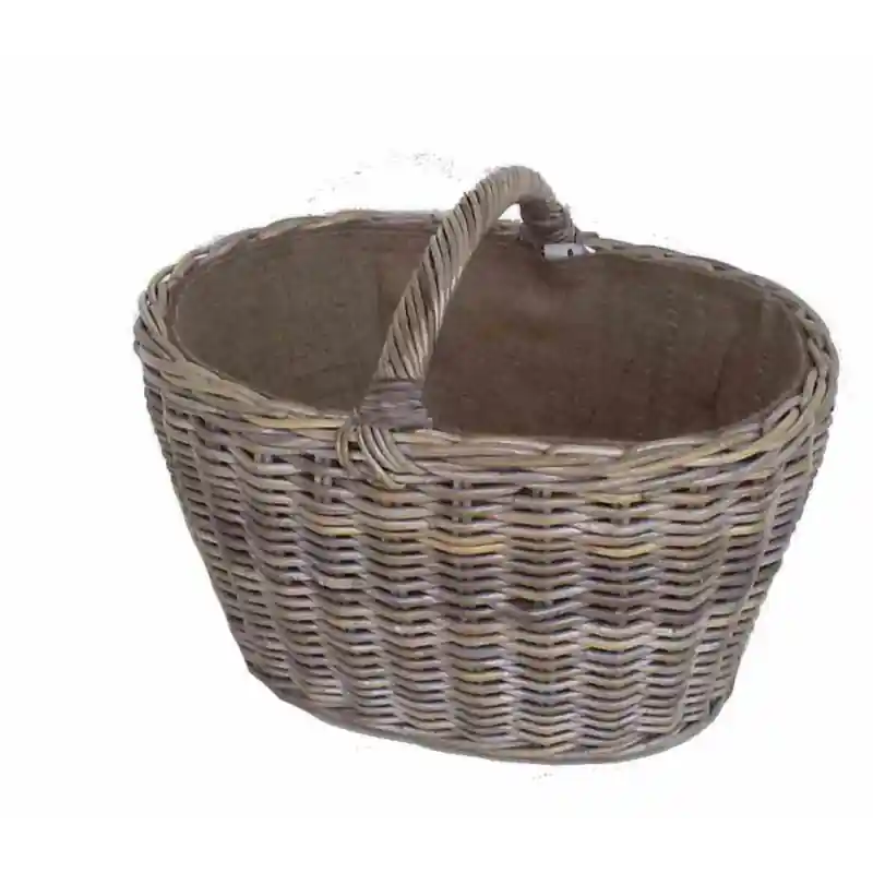 Artigianale Cesto Cloe ovale grande 64x47x47/37 cm con fodera juta